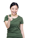 Excited asia woman two hand with thumb up