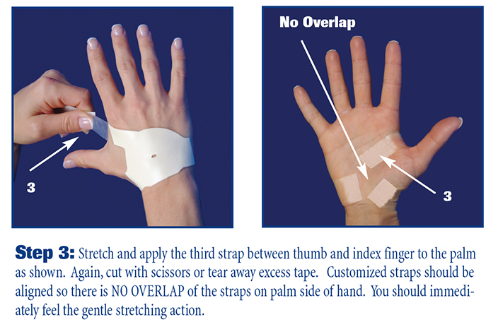 you should immediately feel the gentle stretching action of the carpal solution after correctly applying