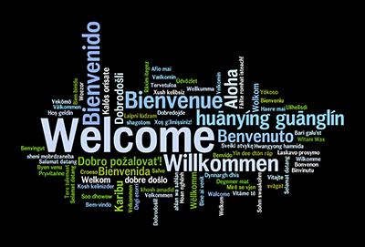 Welcome phrase words cloud concept