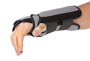 hand hand with a wrist brace