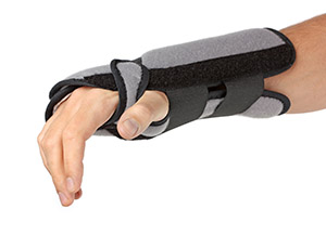 hand hand with a wrist brace