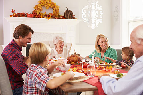 Thanksgiving meal with family prevent carpal tunnel symptoms with hand pain, wrist pain, numb hands, carpal tunnel treatment of carpal tunnel symptoms make a better holiday spirit. Everyone is happy when you have a full night sleep and no pain and no worry about carpal tunnel surgery.