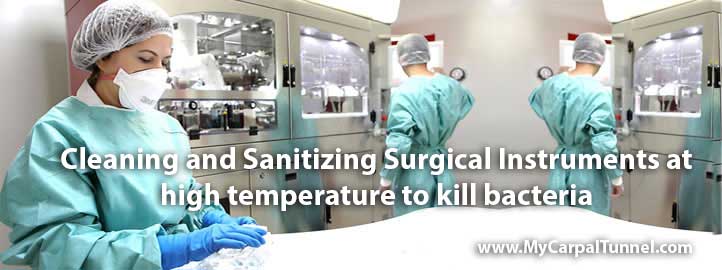 Cleaning and Sanitizing Surgical Instruments at high temperature to kill bacteria