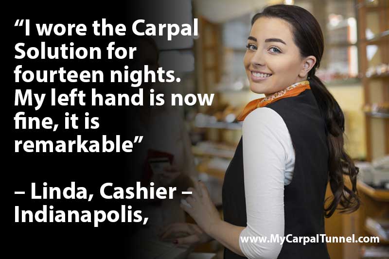 cashier cures her carpal tunnel
