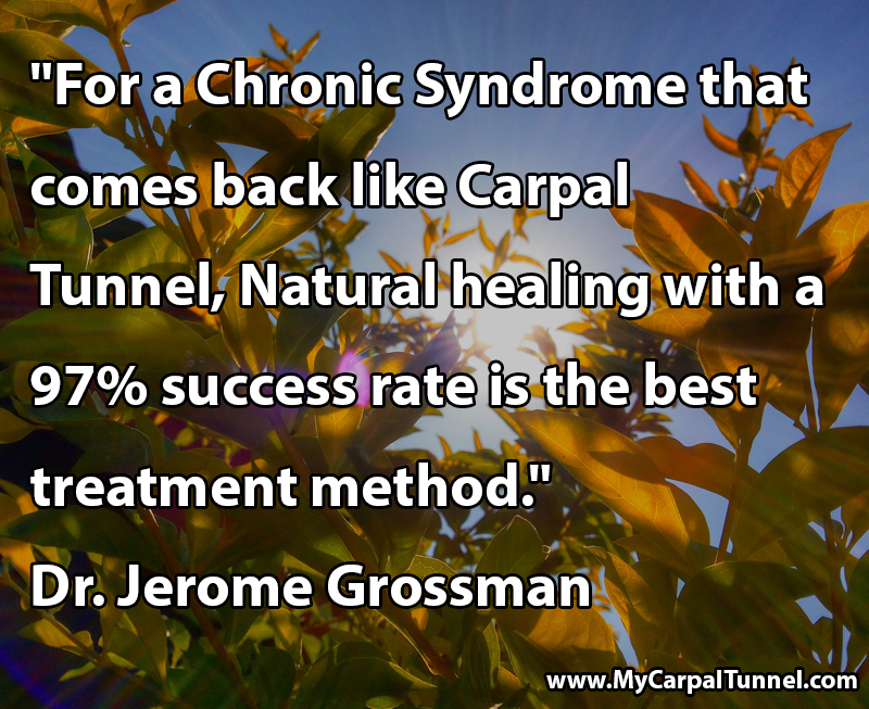 For a Chronic Syndrome that comes back like Carpal Tunnel Natural healing with a 97% success rate is the best treatment method