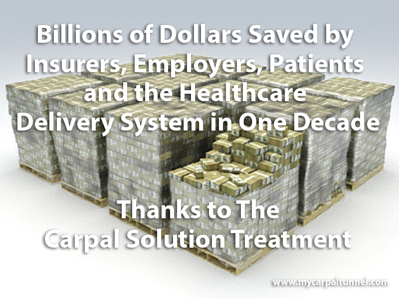 Billions of Dollars Saved by Insurers, Employers, Patients and the Healthcare Delivery System in One Decade Thanks to The Carpal Solution Treatment 