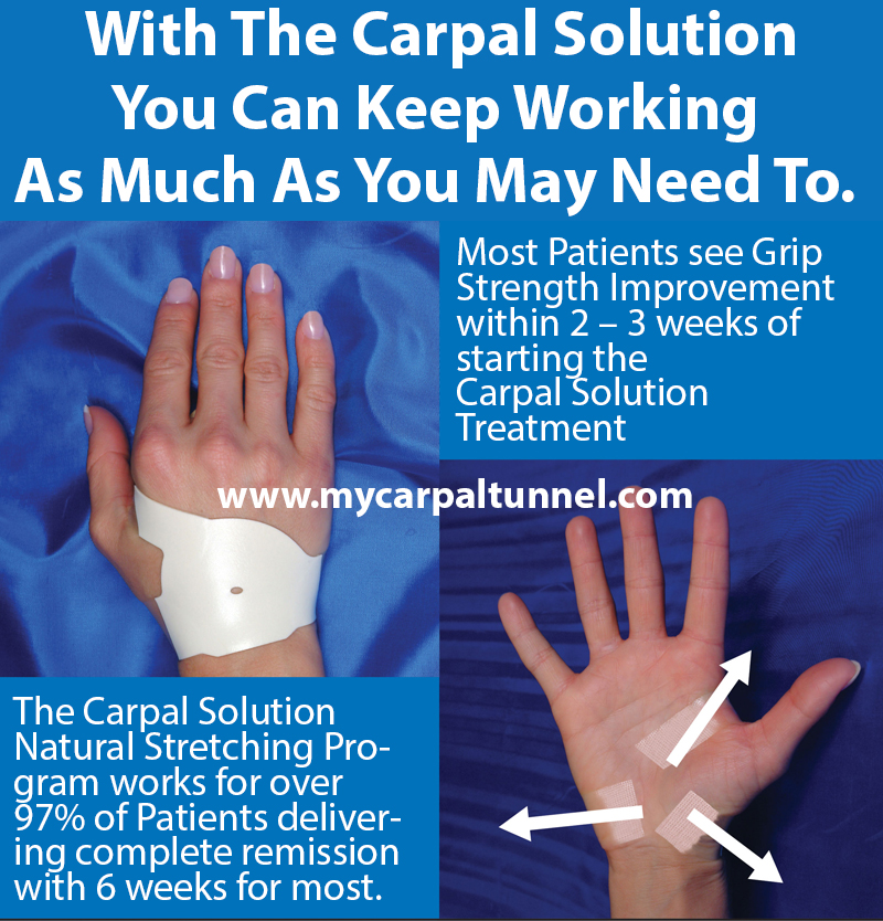 The great news is you can keep working as much as you may need to work using The Carpal Solution