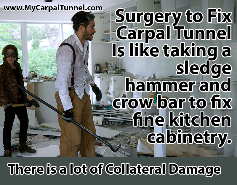 collateral-damage-from-cts-surgery Surgery to Fix Carpal Tunnel Is like taking a sledge hammer and crow bar to fix fine kitchen cabinetry