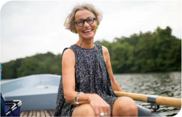 Woman smiling on a boat